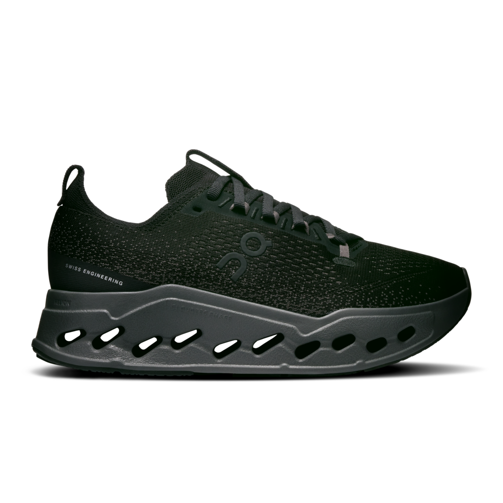 Black sneaker with a white background