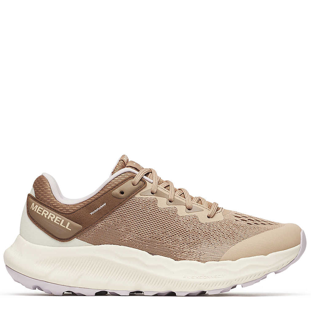 Beige and brown Merrell sneaker on a white background