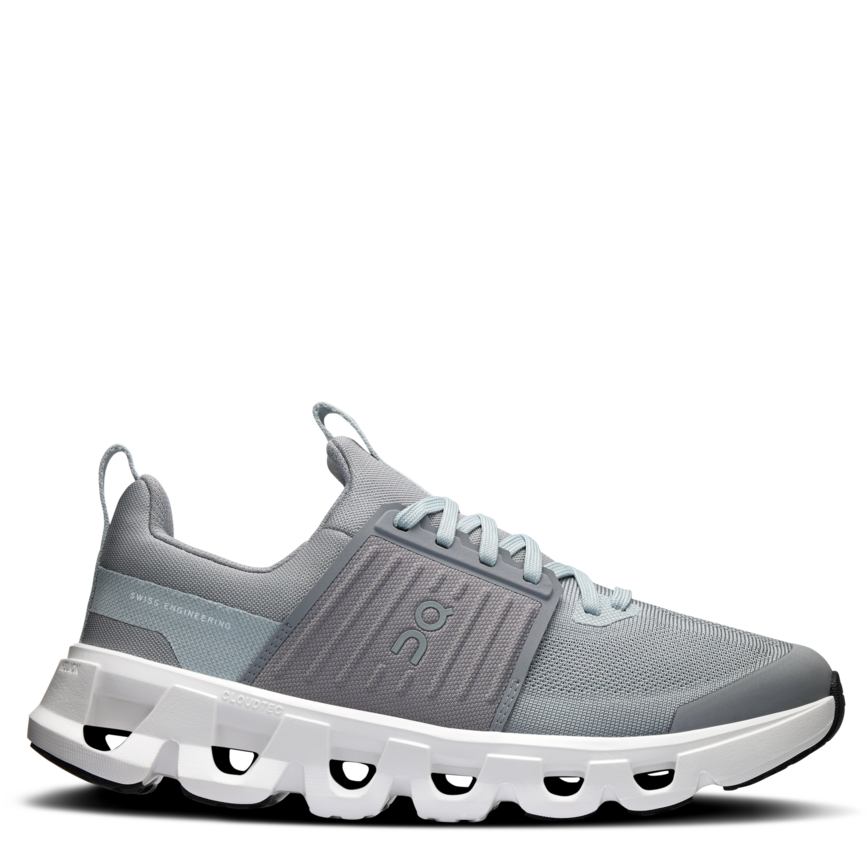 A pair of gray Cloudswift youth athletic shoes with a mesh upper and a white midsole.