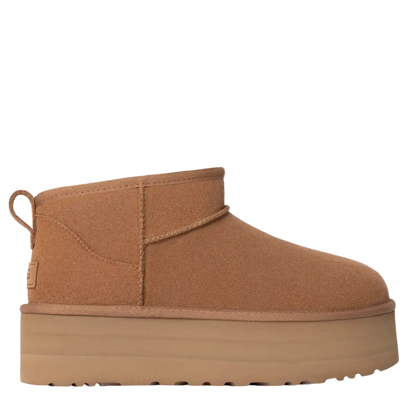 Brown suede ankle boot on a white background