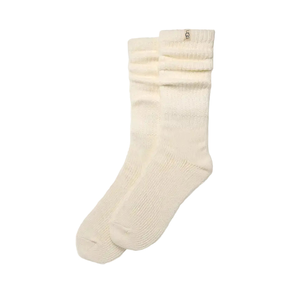Pair of cream-colored socks on a white background
