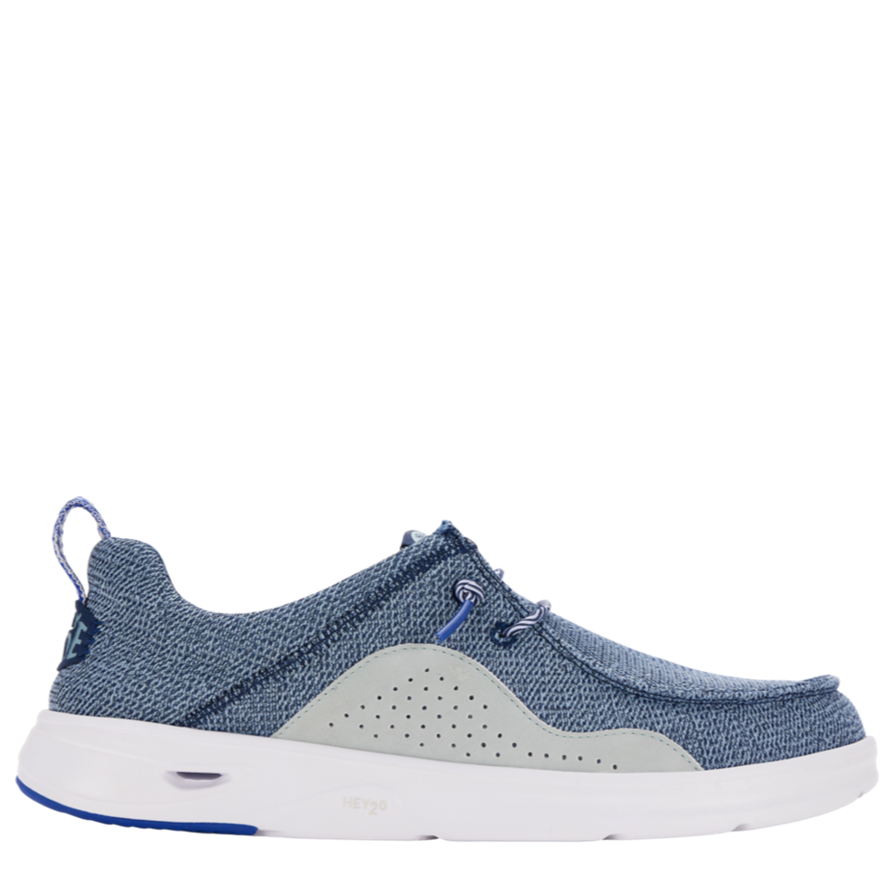 Blue and gray sneaker on a white background