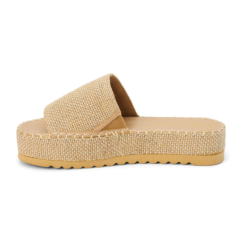 Beige slide sandal on a white background
