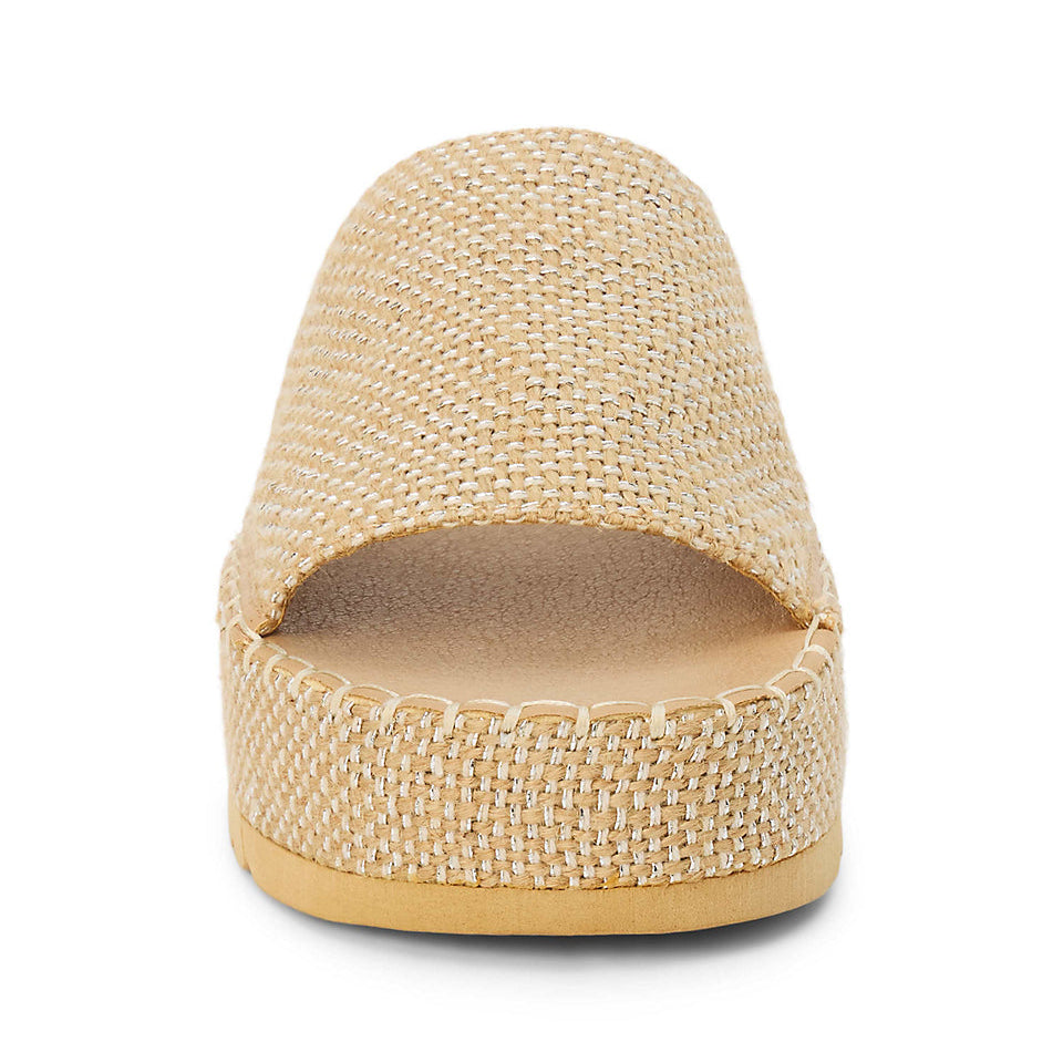 Beige woven sandal on a white background