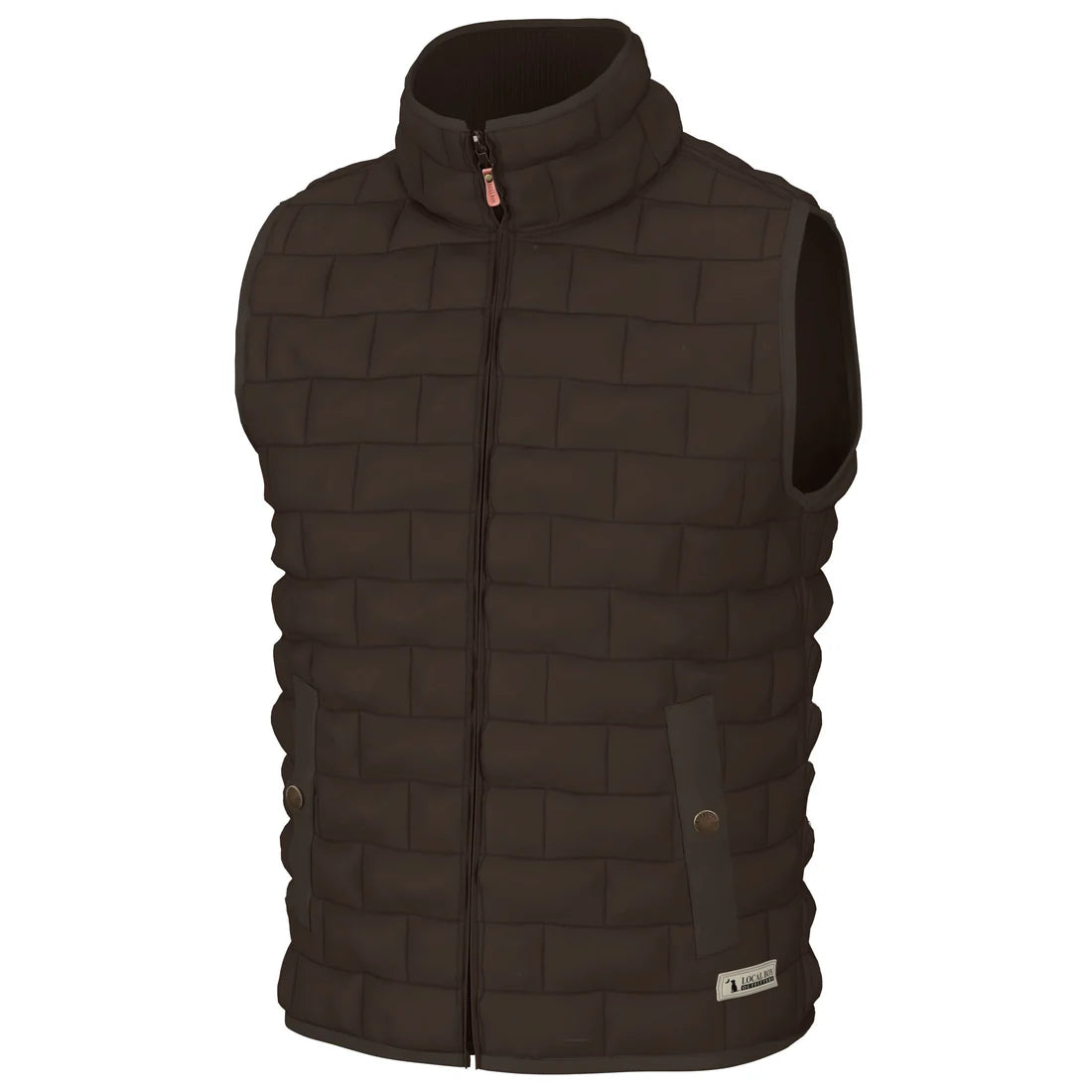 Brown quilted vest on a white background