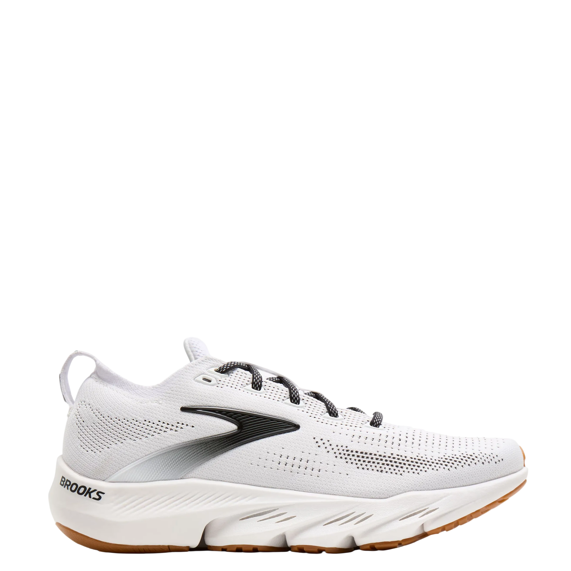 White running shoe with visible 'Brooks' branding on a white background