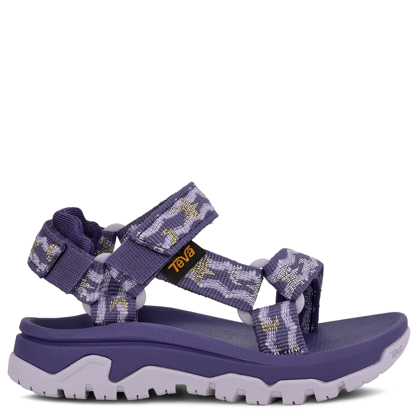 Purple sandal with white sole on a white background