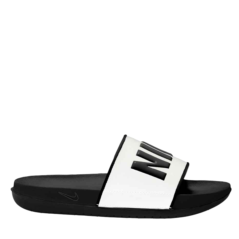 Black sandal with a white sole on a white background