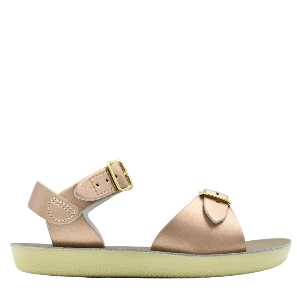 Gold sandal with a white background