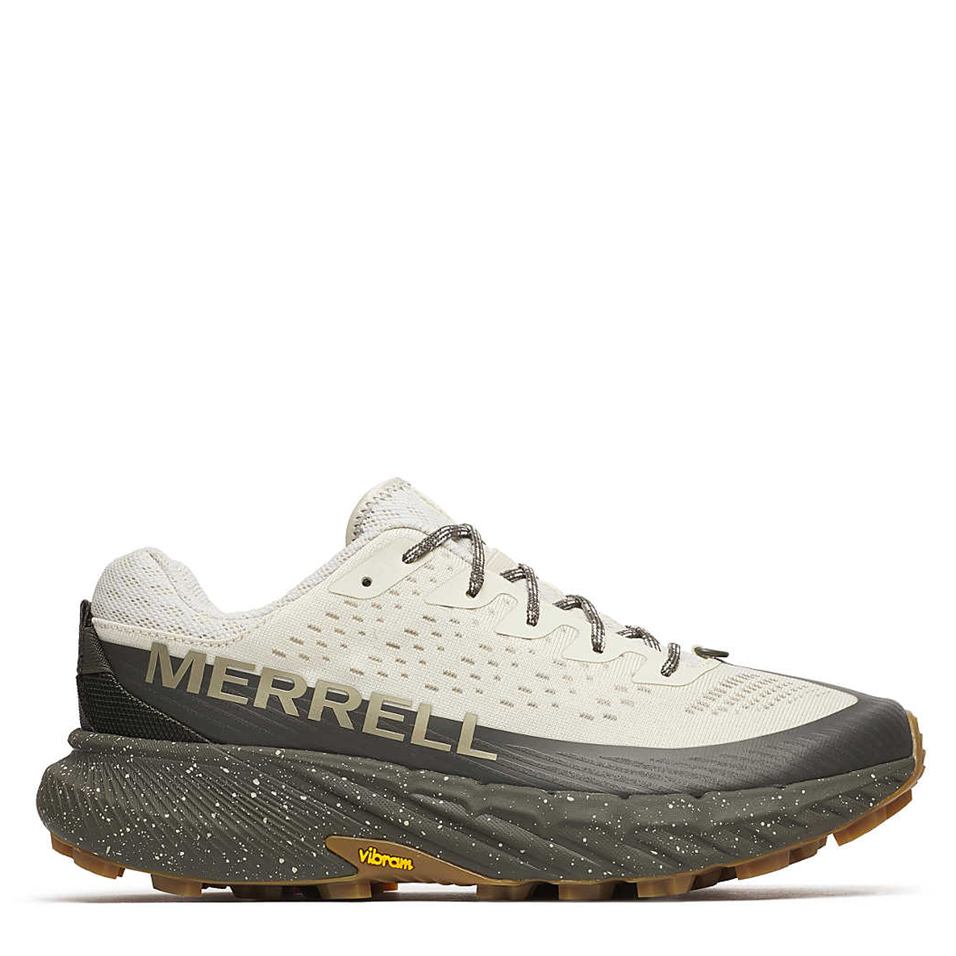 White Merrell running shoe on a white background