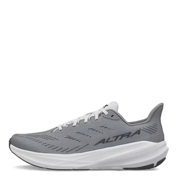 Gray running shoe with 'Altra' branding on a white background