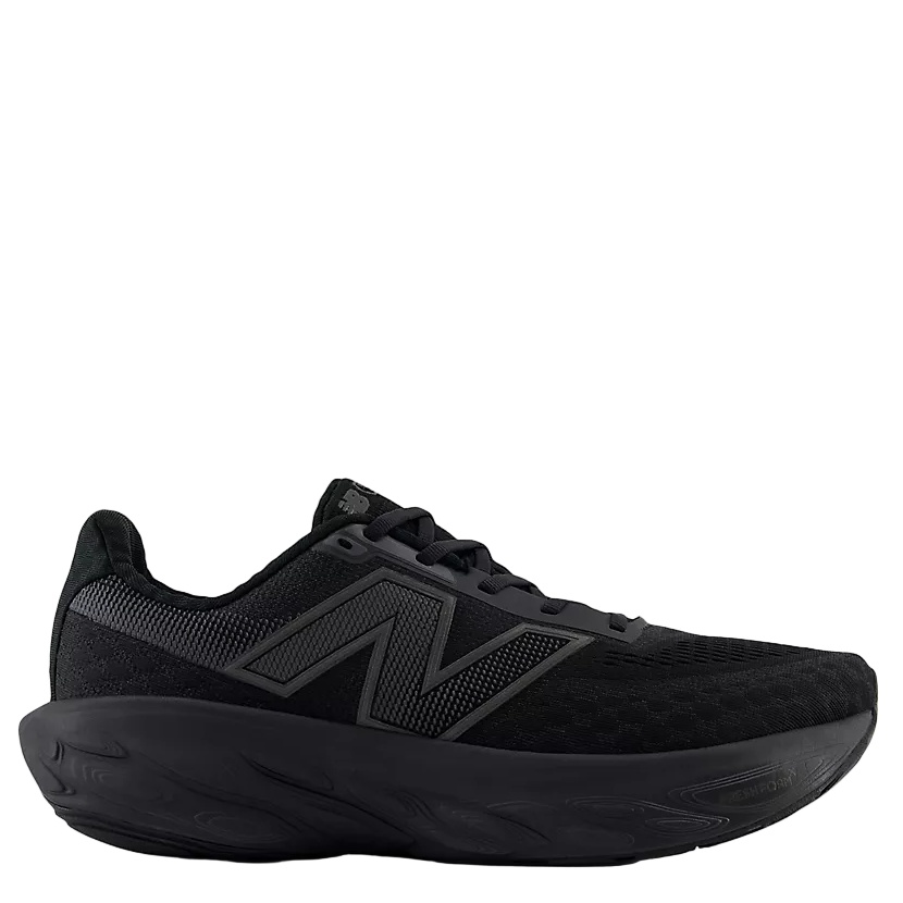 Black running shoe on a light gray background