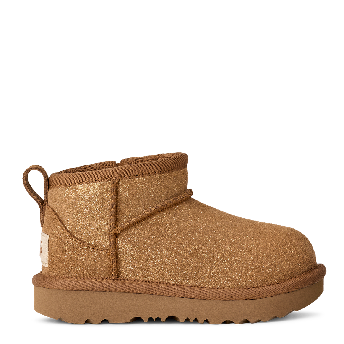Brown children's boot on a white background