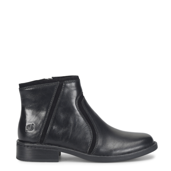 Black leather boot on a white background