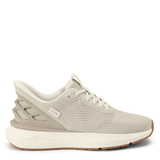 Beige running shoe on a white background