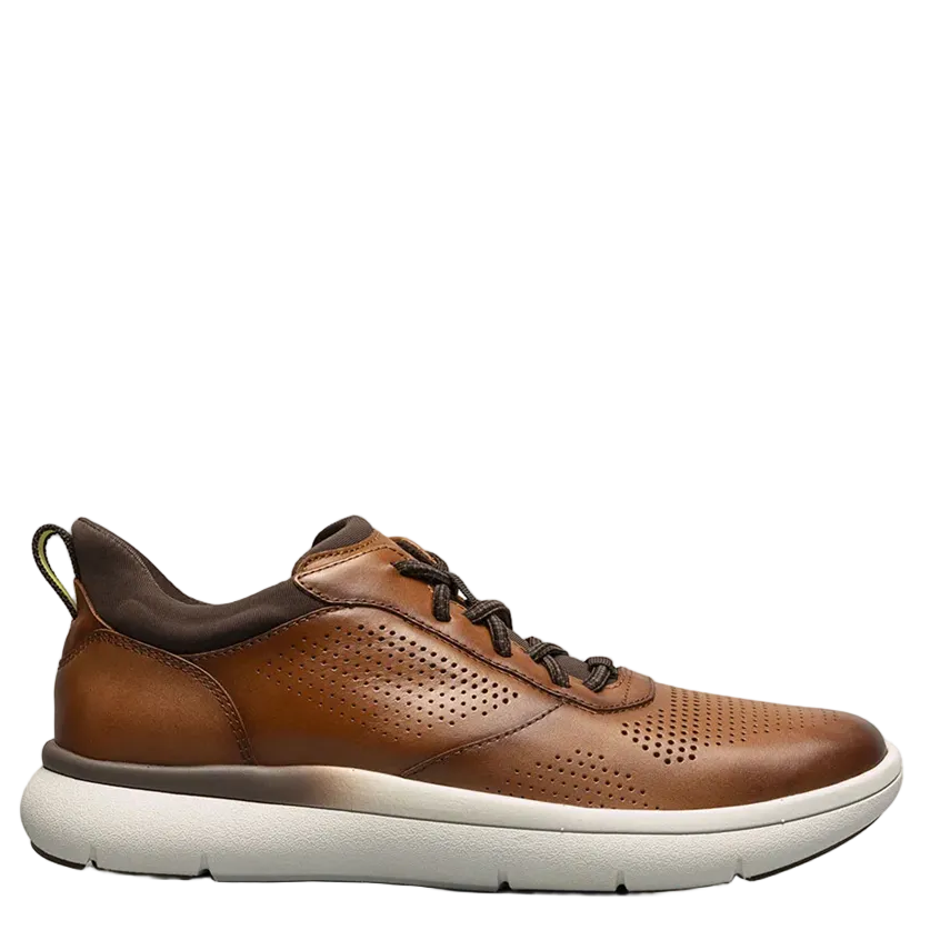 Brown leather sneaker on a white background