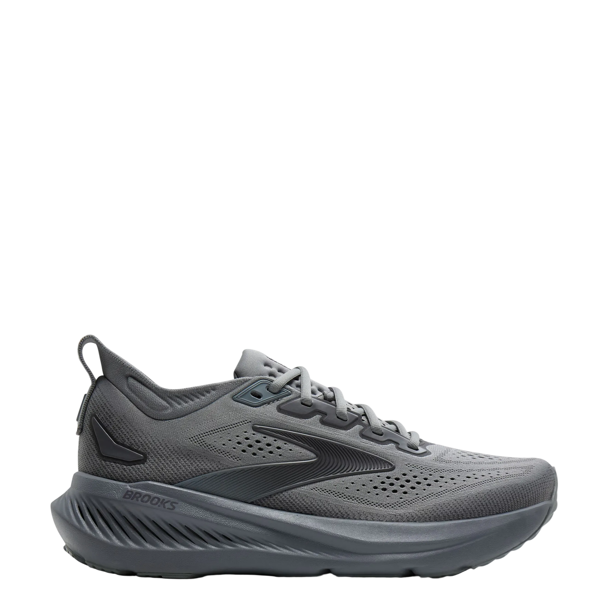 Gray running shoe on a white background