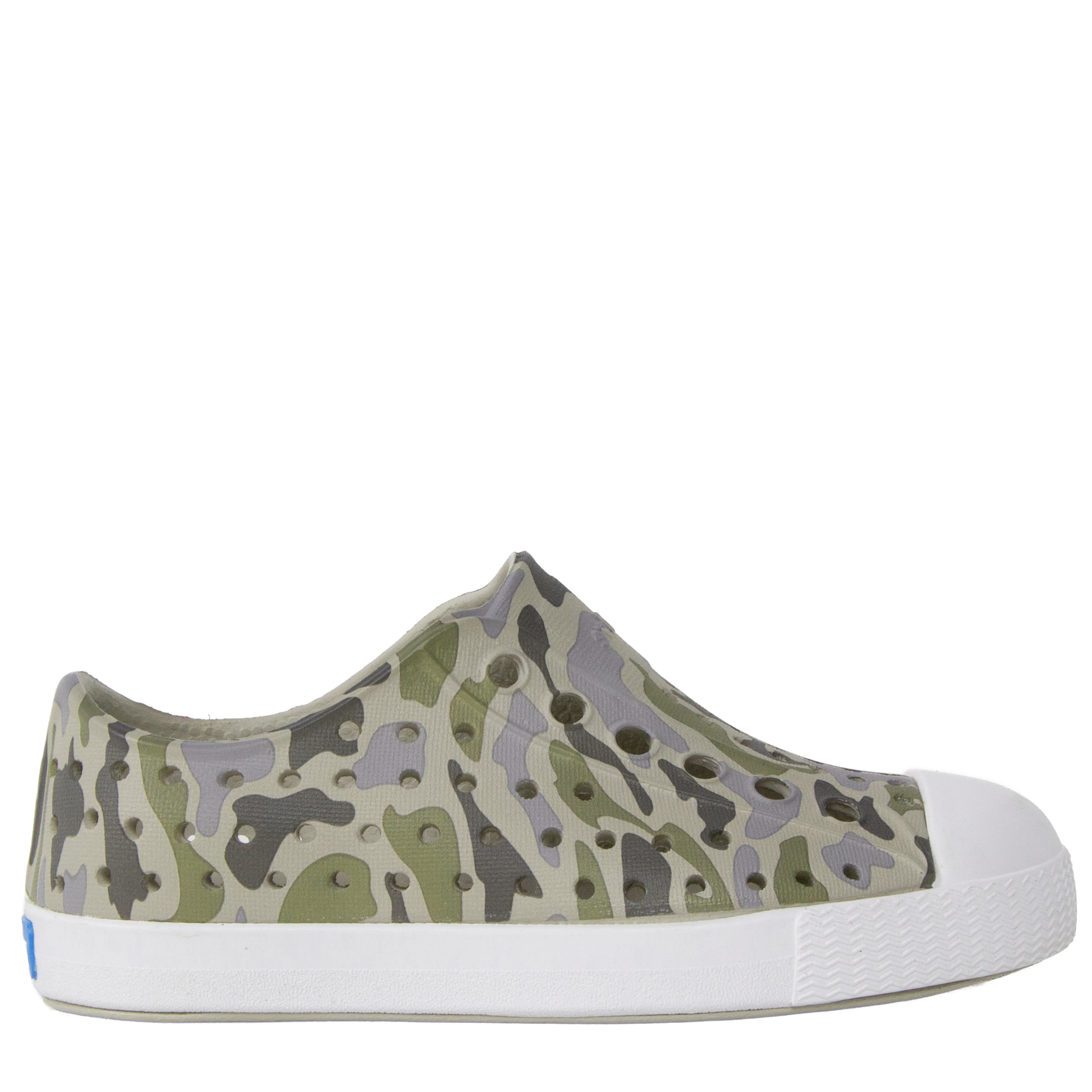 Camouflage-patterned sneaker on a white background