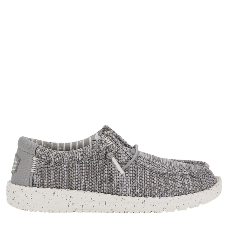Gray sneaker with white sole on a white background